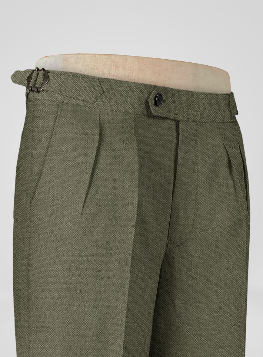 Italian French Green Linen Highland Trousers - Image 5