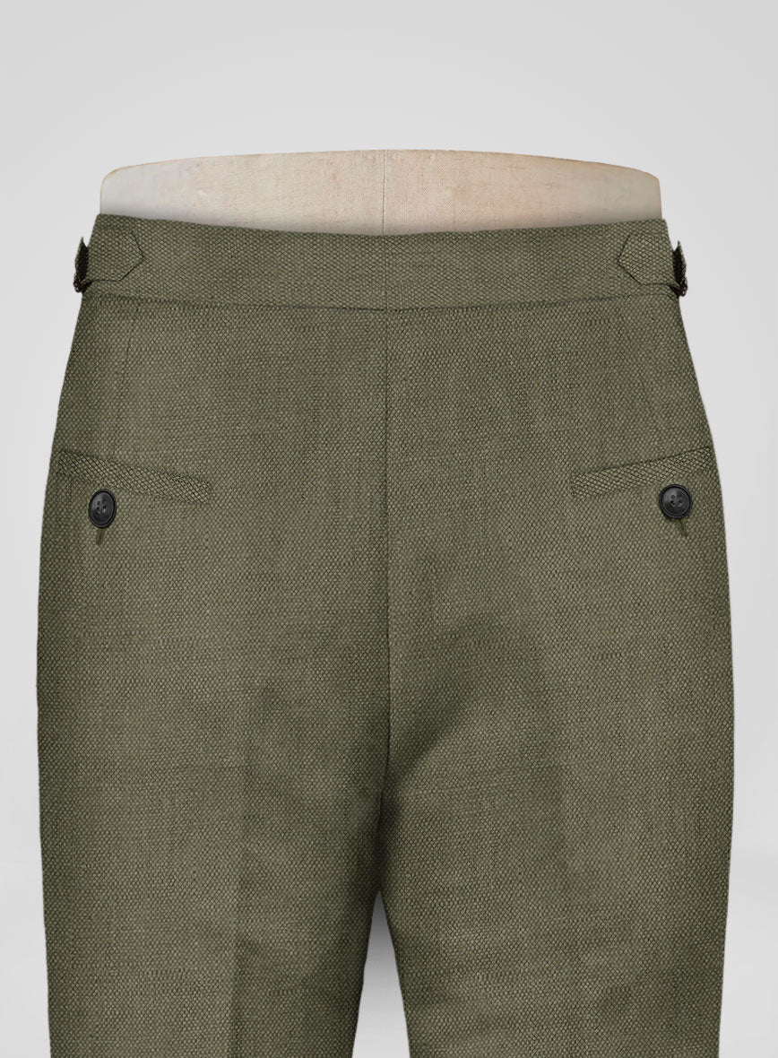 Italian French Green Linen Highland Trousers - Image 6