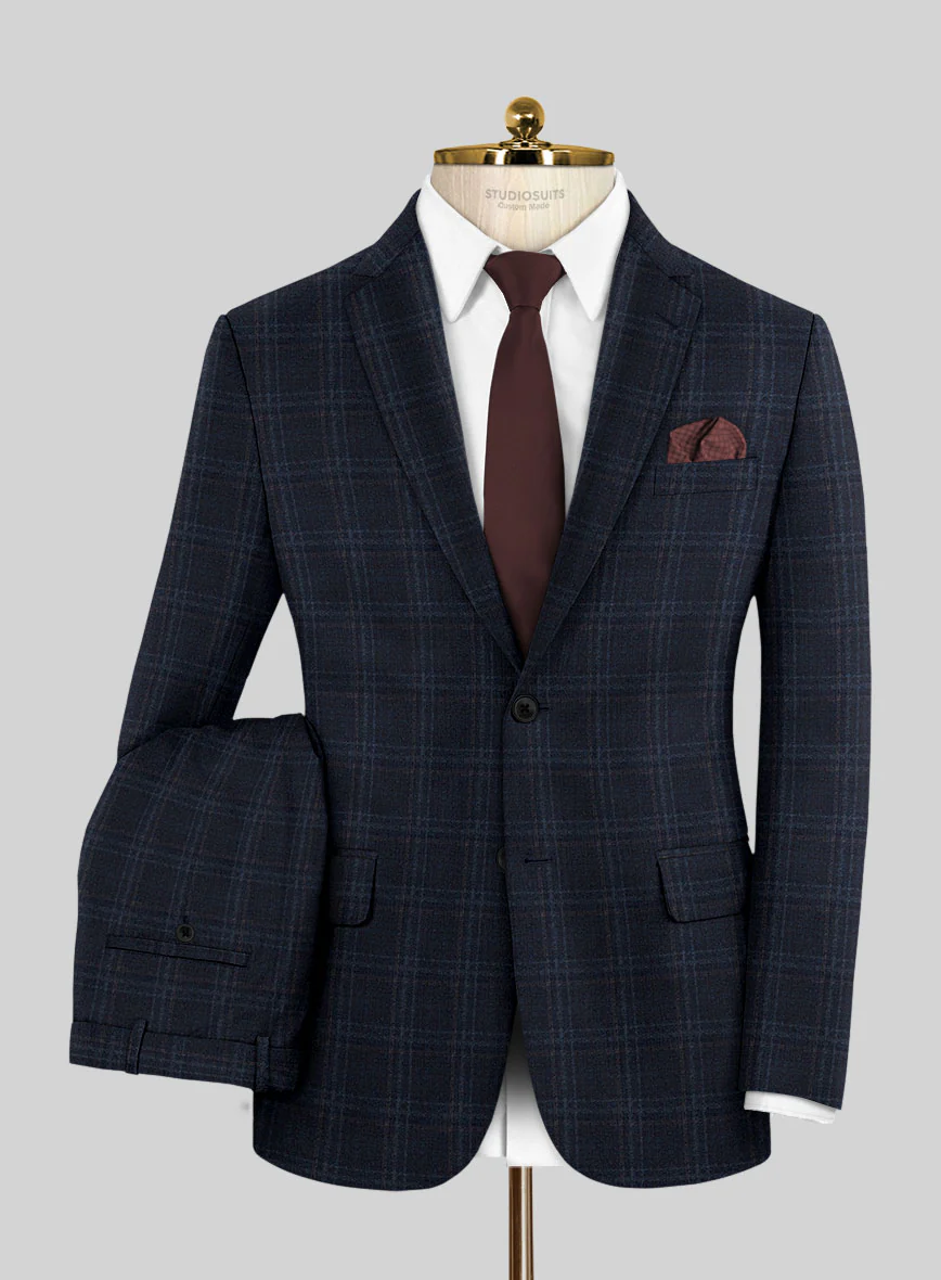 Italian Gaze Blue Checks Flannel Suit