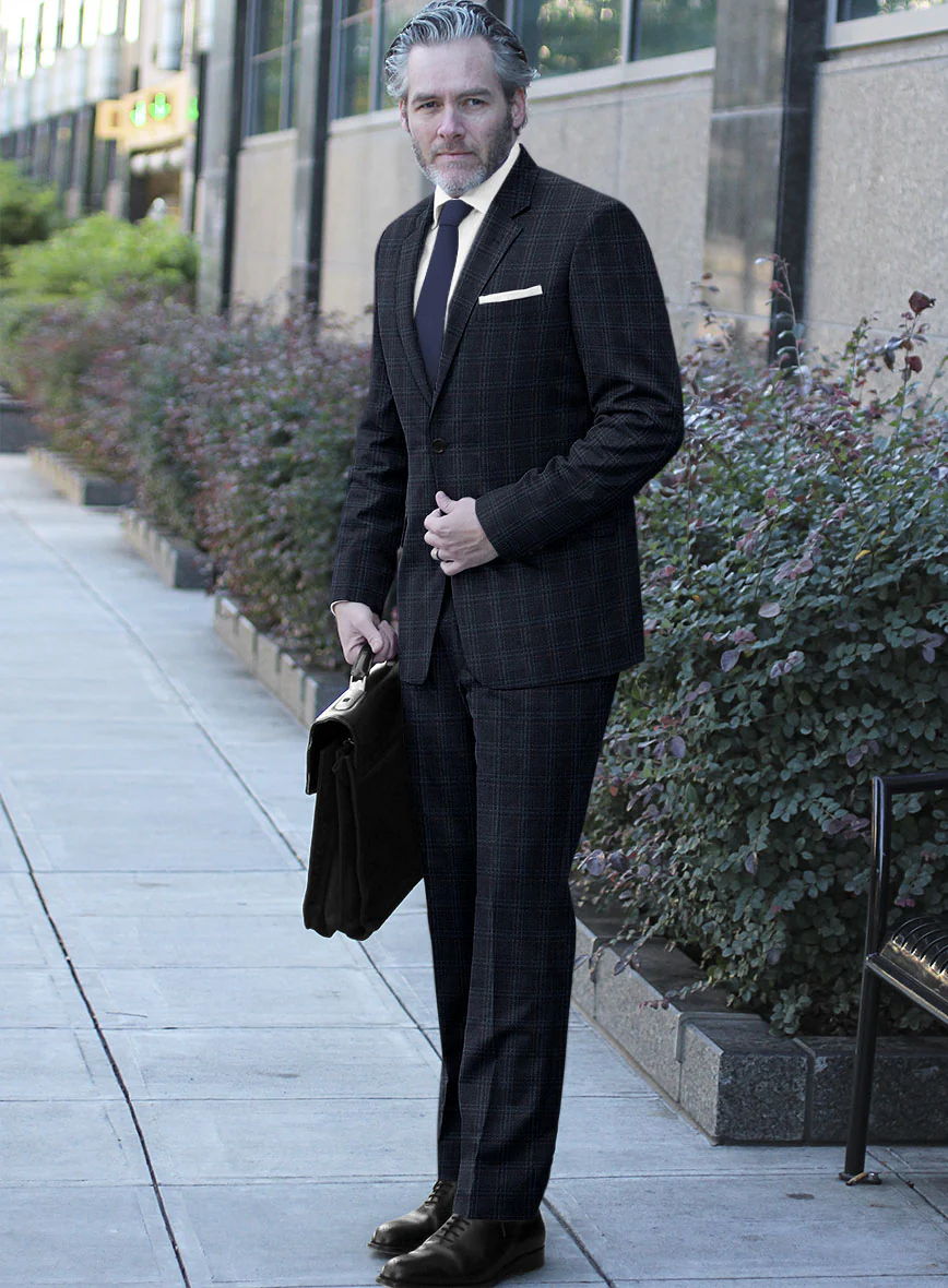 Italian Gaze Blue Checks Flannel Suit - Image 2