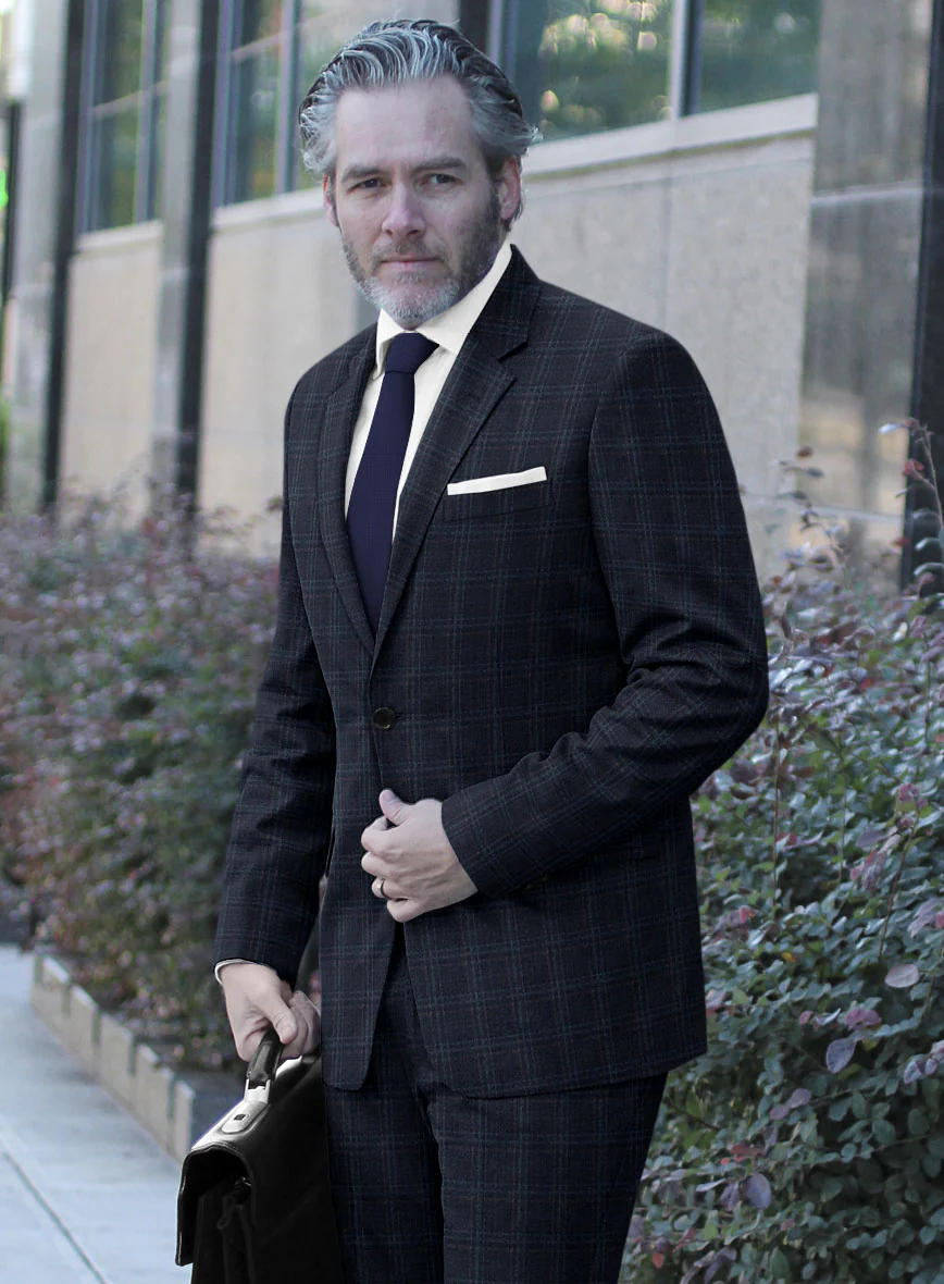 Italian Gaze Blue Checks Flannel Suit - Image 3