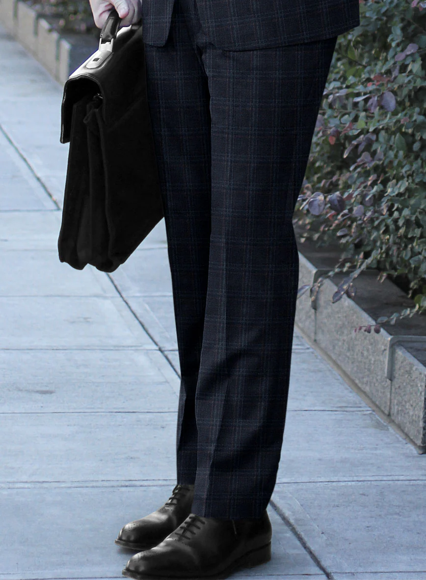 Italian Gaze Blue Checks Flannel Suit - Image 5