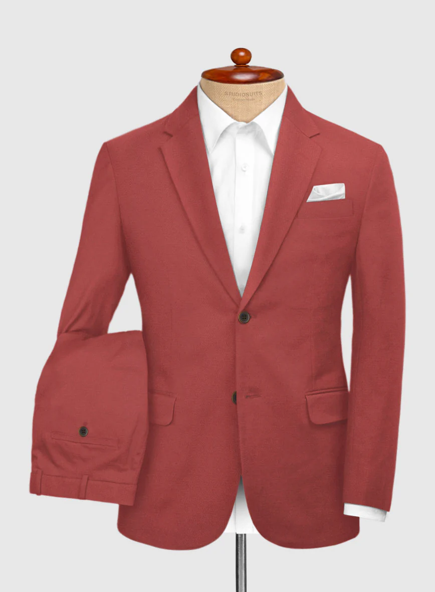 Italian Gimson Red Cotton Stretch Suit - Image 2