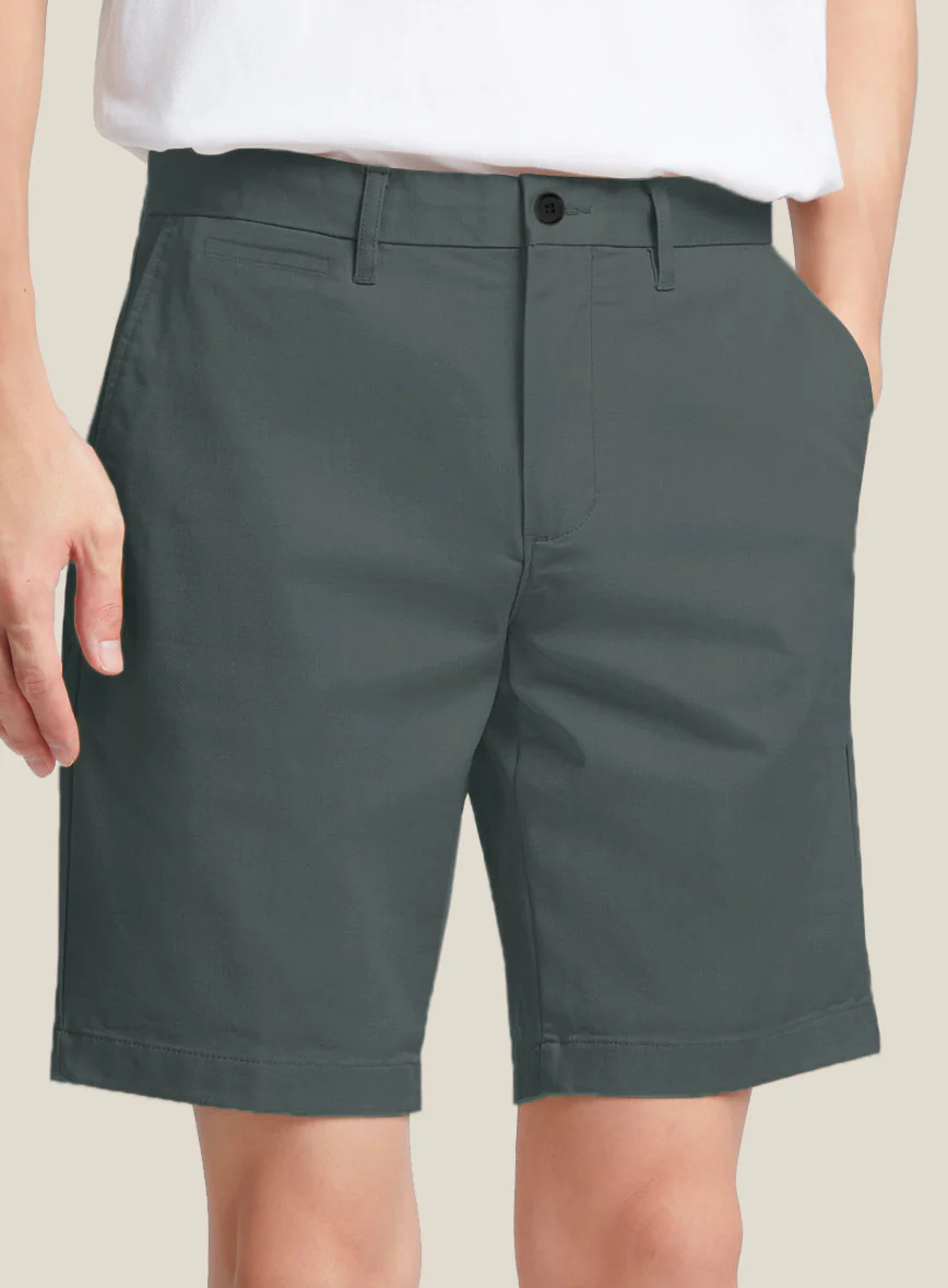 Italian Gray Cotton Stretch Shorts - Image 3