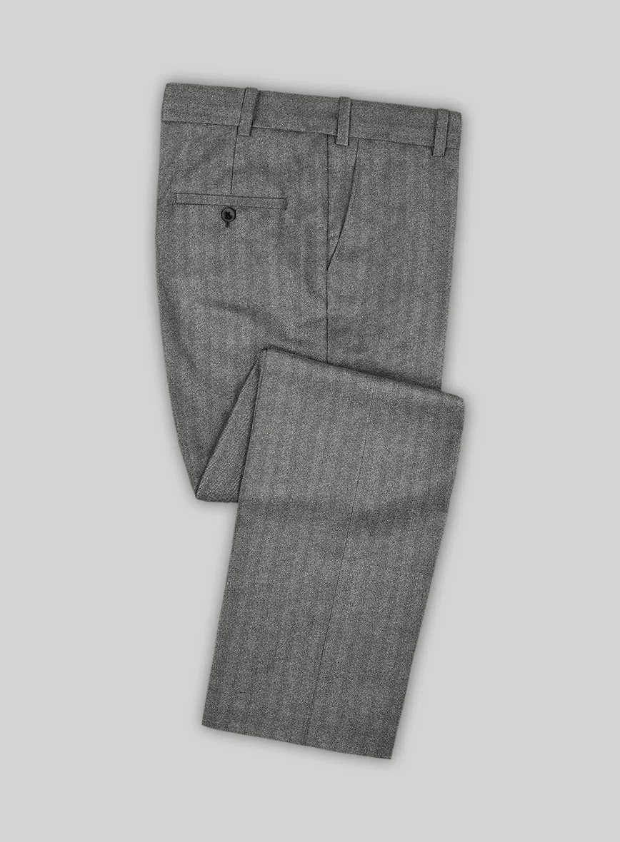 Italian Gray Herringbone Flannel Pants
