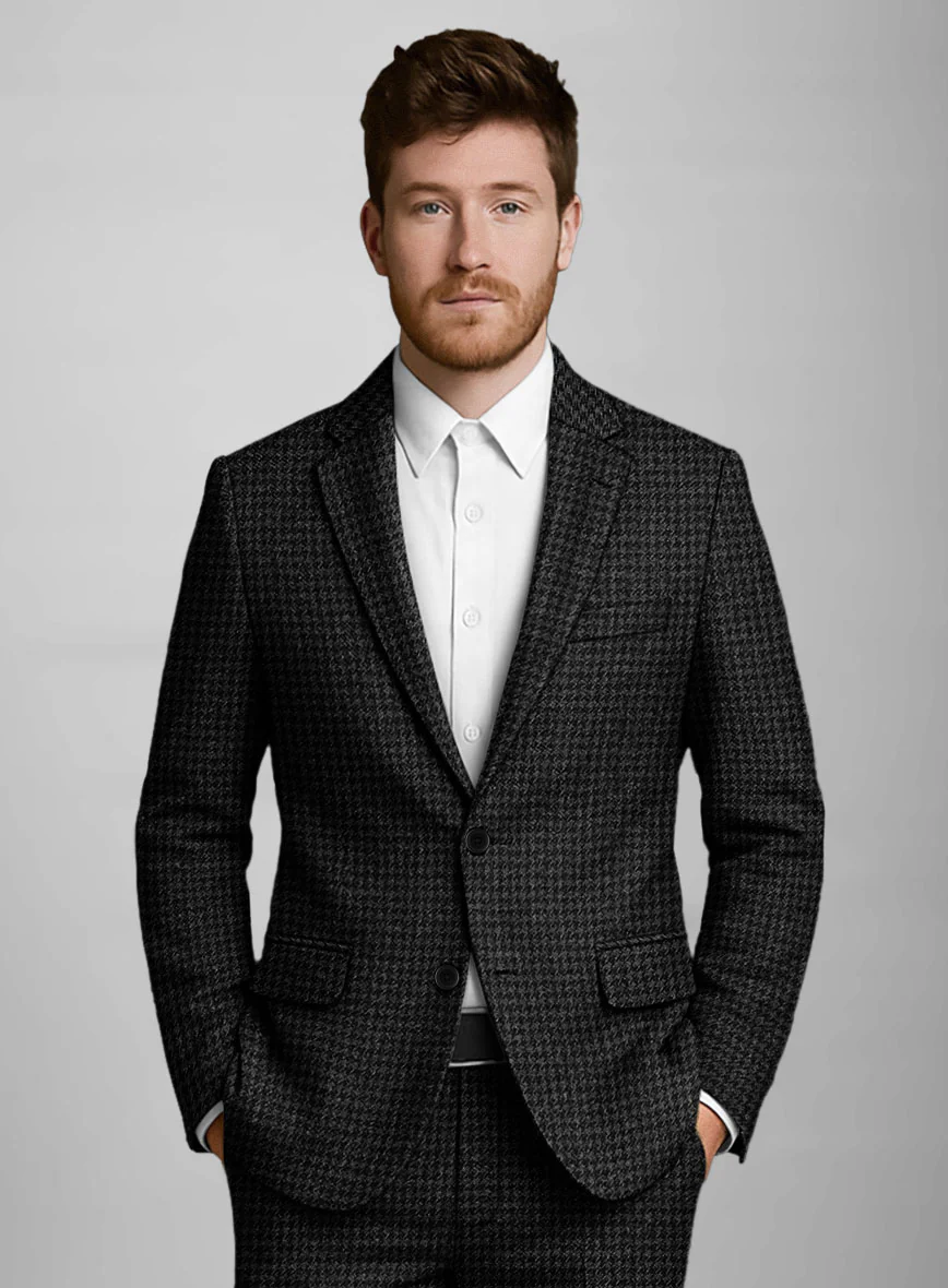 Italian Gray Houndstooth Tweed Suit - Image 3