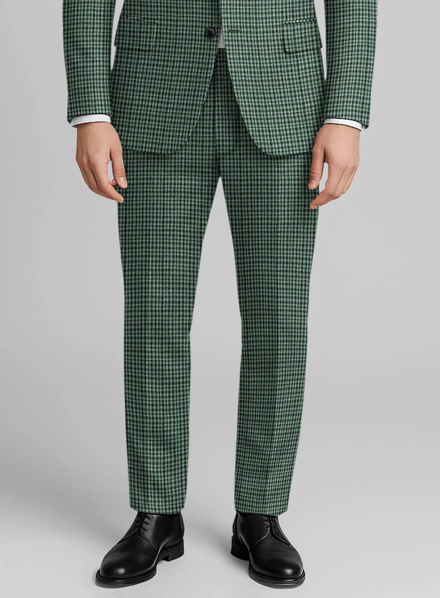 Italian Green Houndstooth Tweed Suit - Image 7