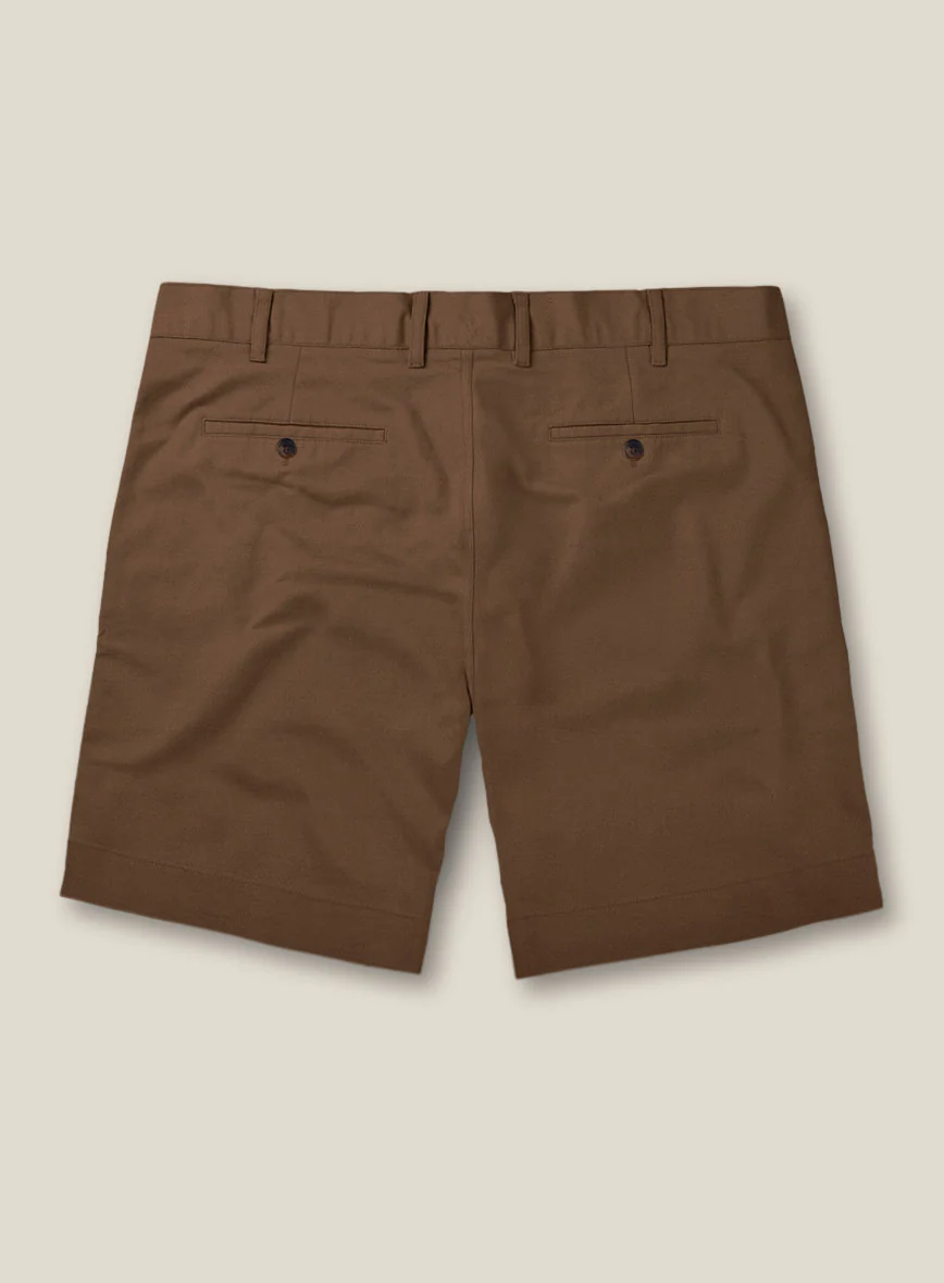 Italian Hickory Brown Cotton Stretch Shorts - Image 2