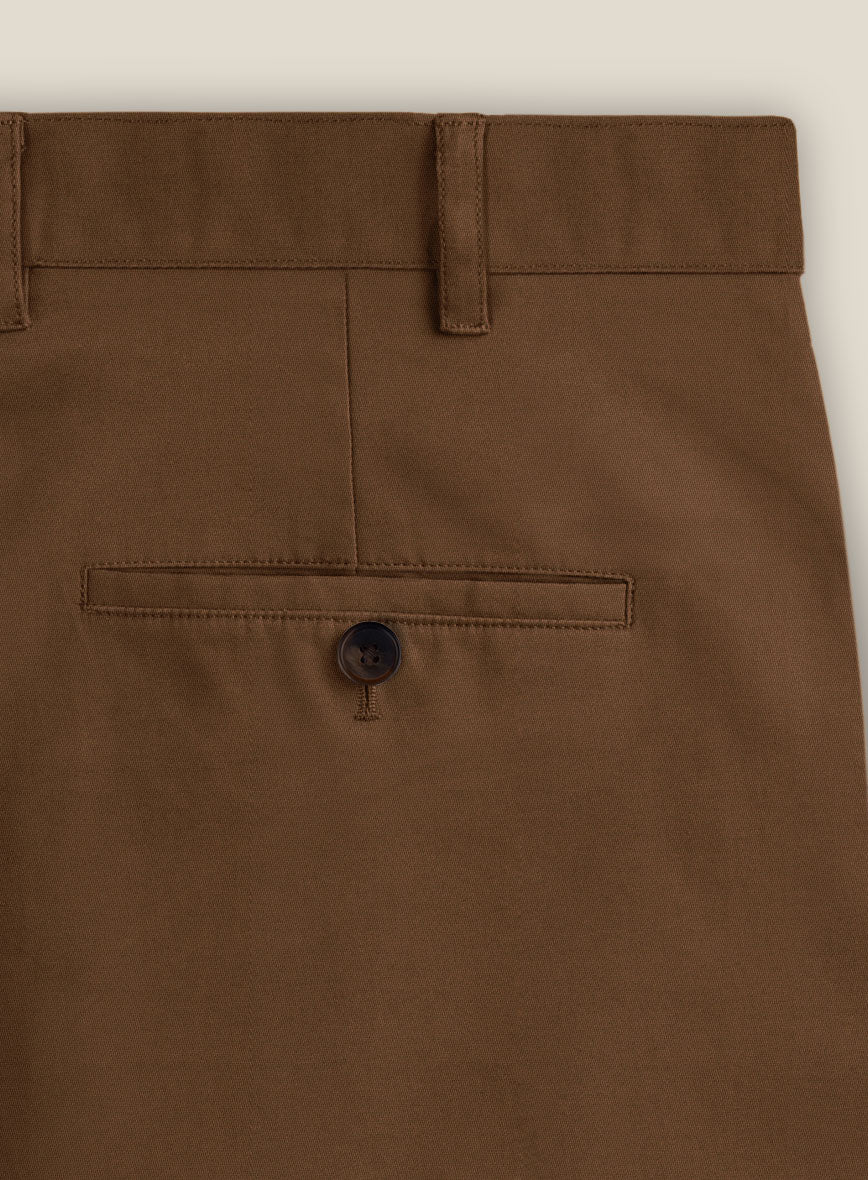 Italian Hickory Brown Cotton Stretch Shorts - Image 3