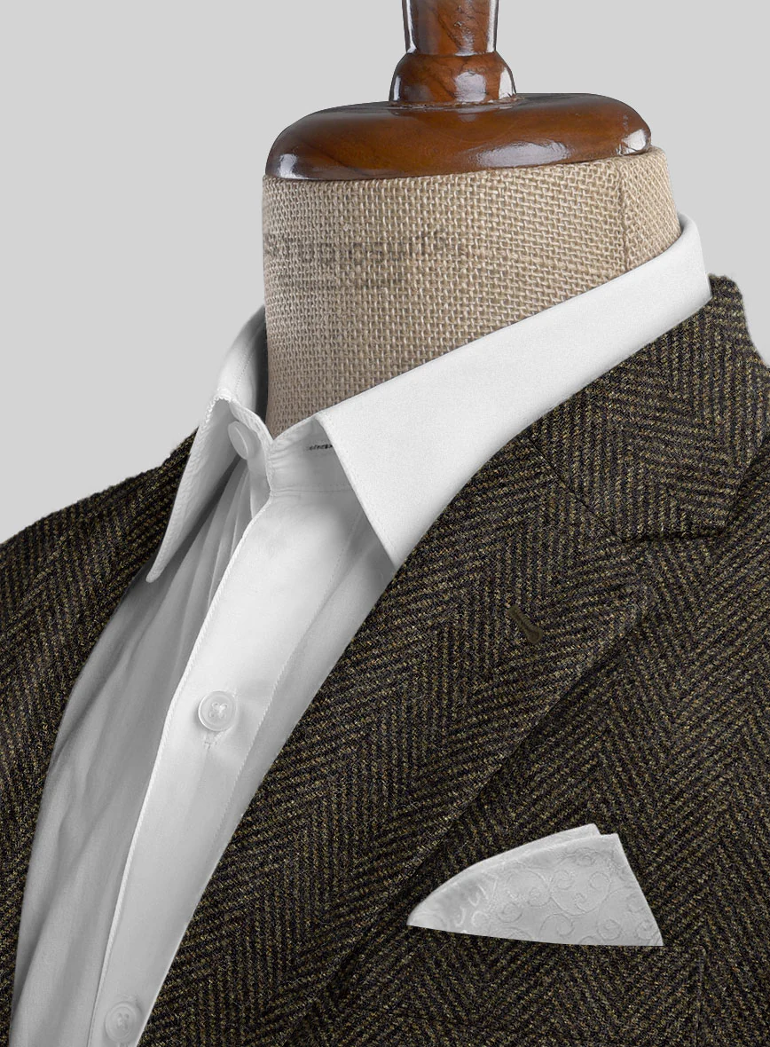 Italian Highlander Army Green Herringbone Tweed Suit - Image 5