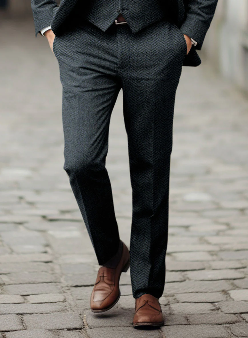 Italian Highlander Blue Herringbone Tweed Suit - Image 7