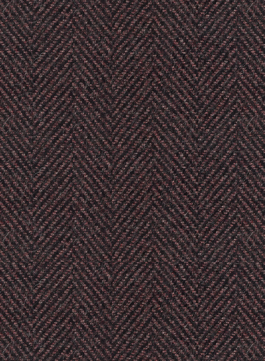 Italian Highlander Dark Wine Herringbone Tweed Suit - Image 8