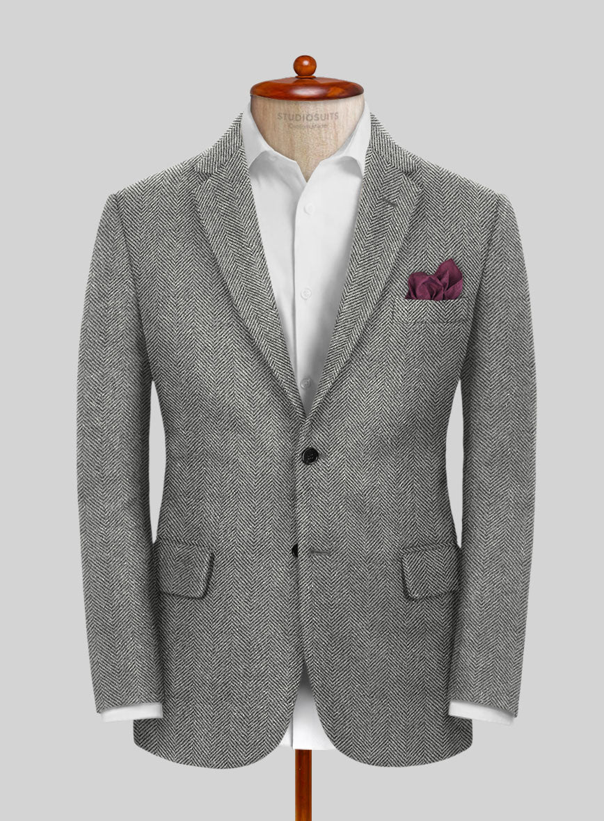 Italian Highlander Gray Herringbone Tweed Jacket