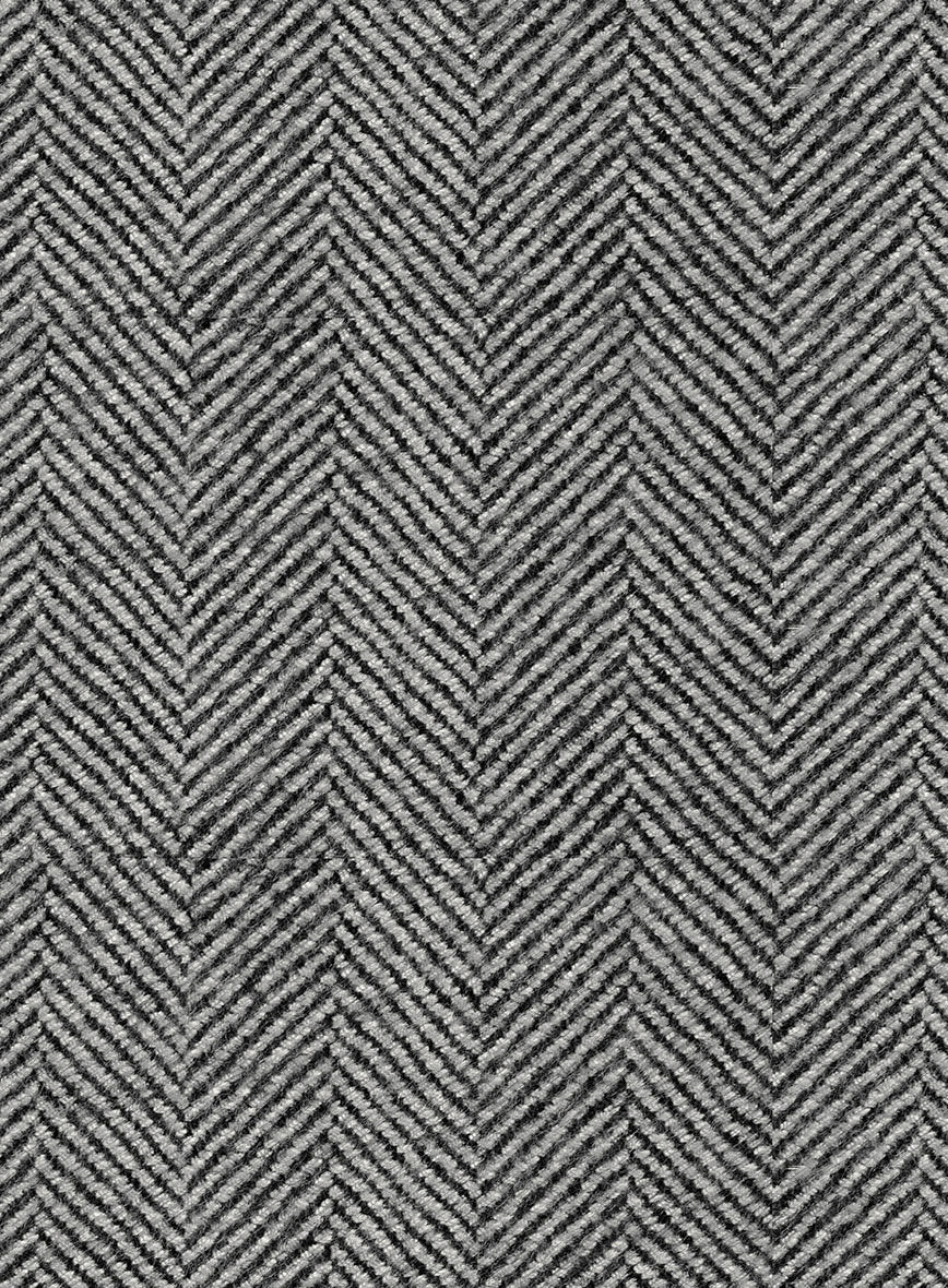 Italian Highlander Gray Herringbone Tweed Pea Coat - Image 3