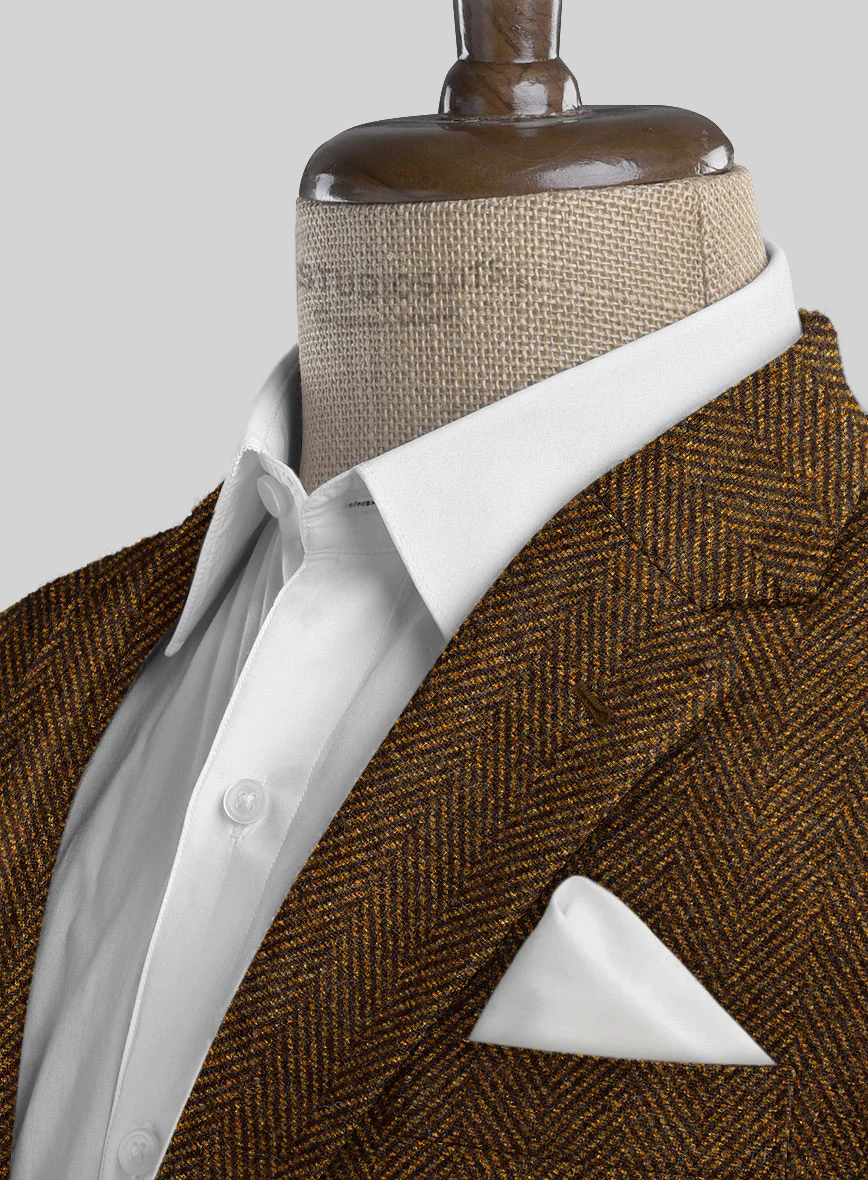 Italian Highlander Mustard Herringbone Tweed Suit - Image 4