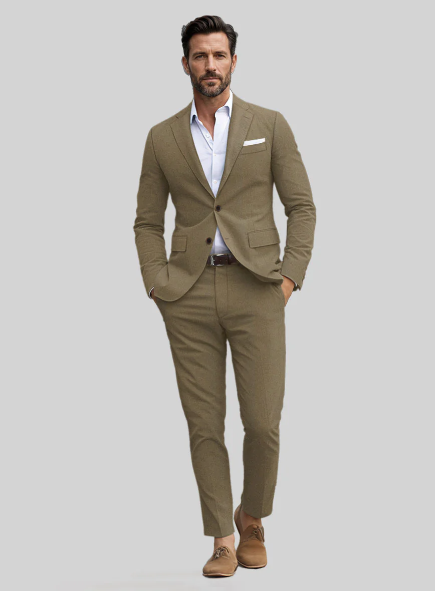 Italian Hunter Khaki Cotton Stretch Suit