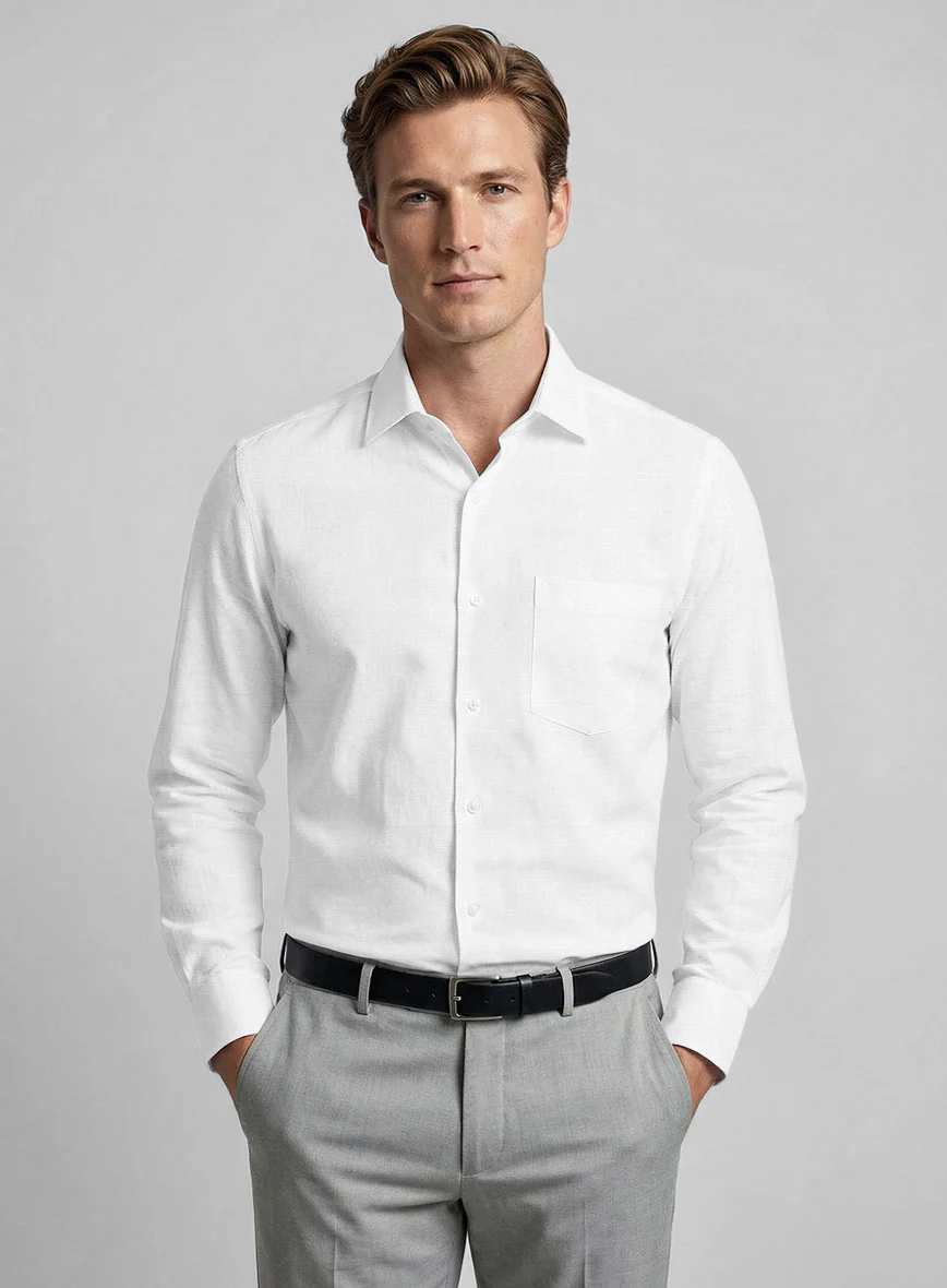 Italian Alba Slub White Shirt