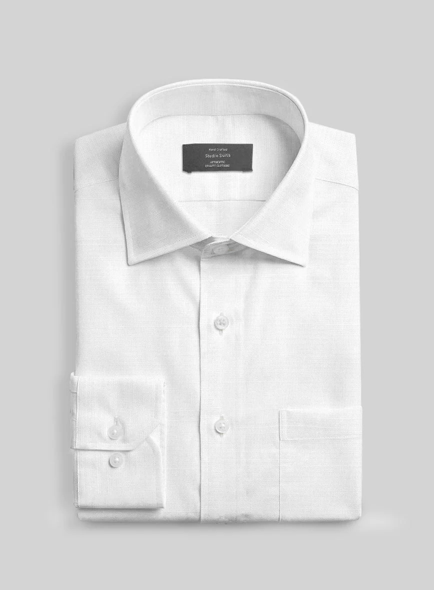 Italian Alba Slub White Shirt - Image 2