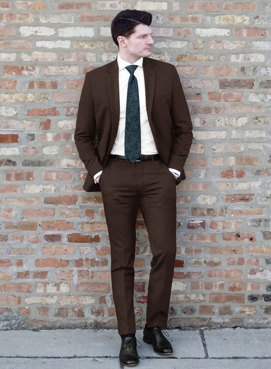 Italian Iucef Cocoa Brown Wool Suit - Image 2