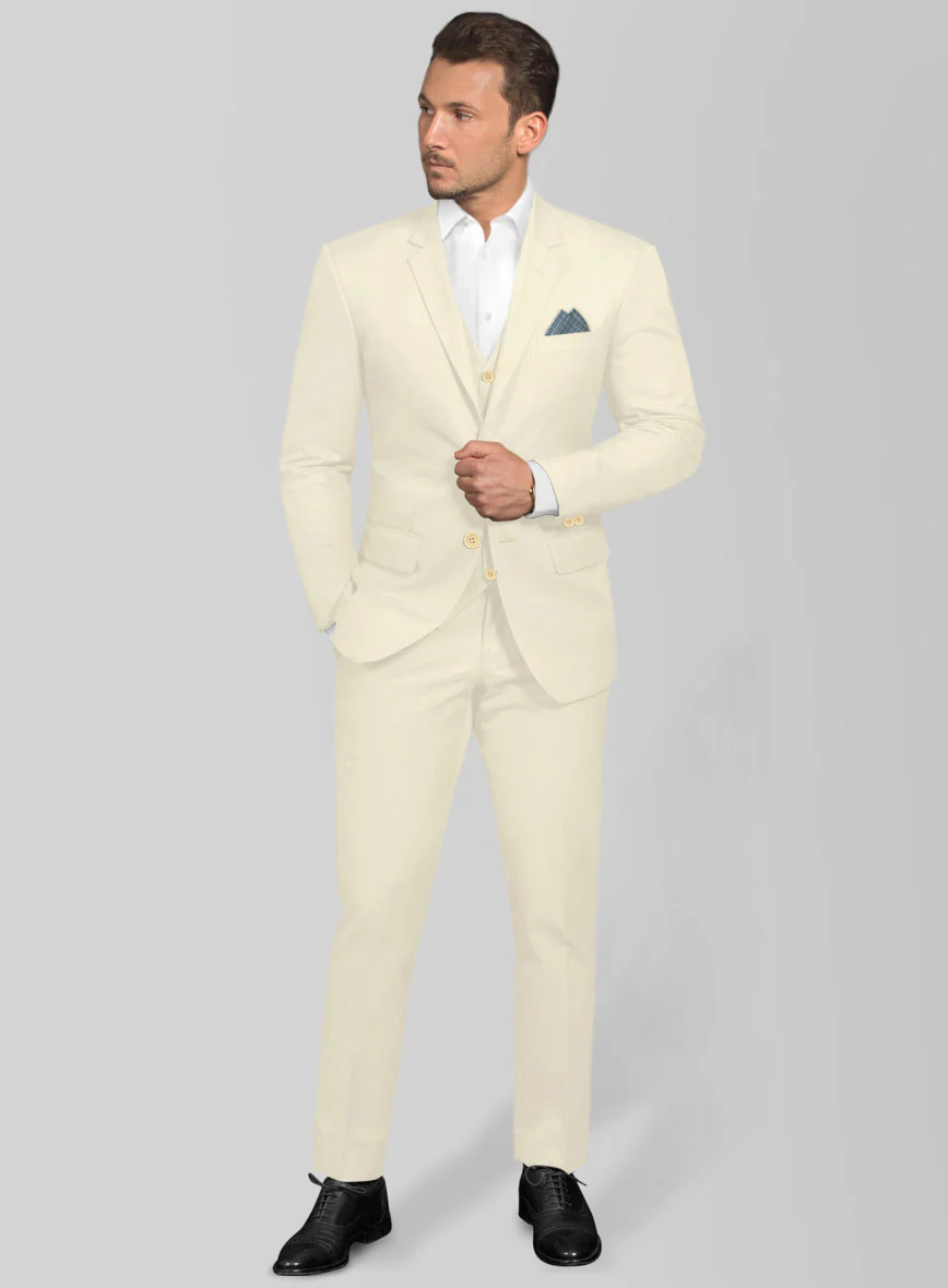 Italian Ivory Cotton Stretch Suit - Image 3