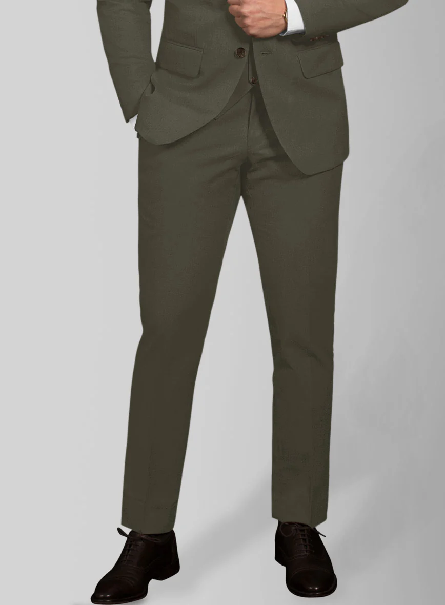 Italian Ivy Green Cotton Stretch Pants - Image 2