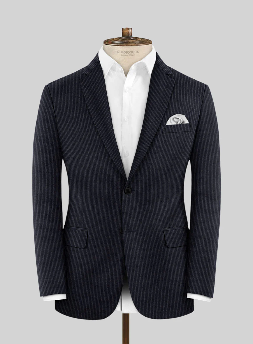 Italian Jague Blue Pinstripe Flannel Jacket