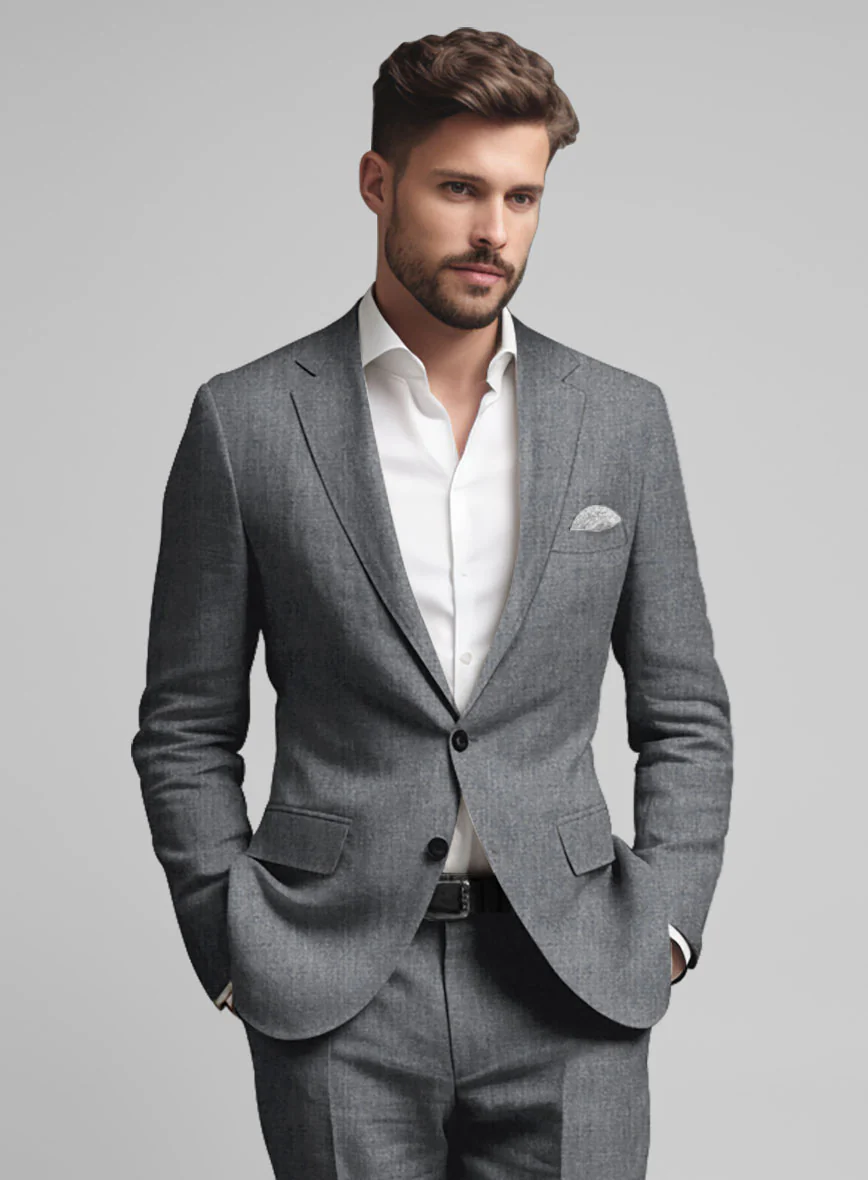 Italian Khyber Gray Blue Linen Jacket - Image 2