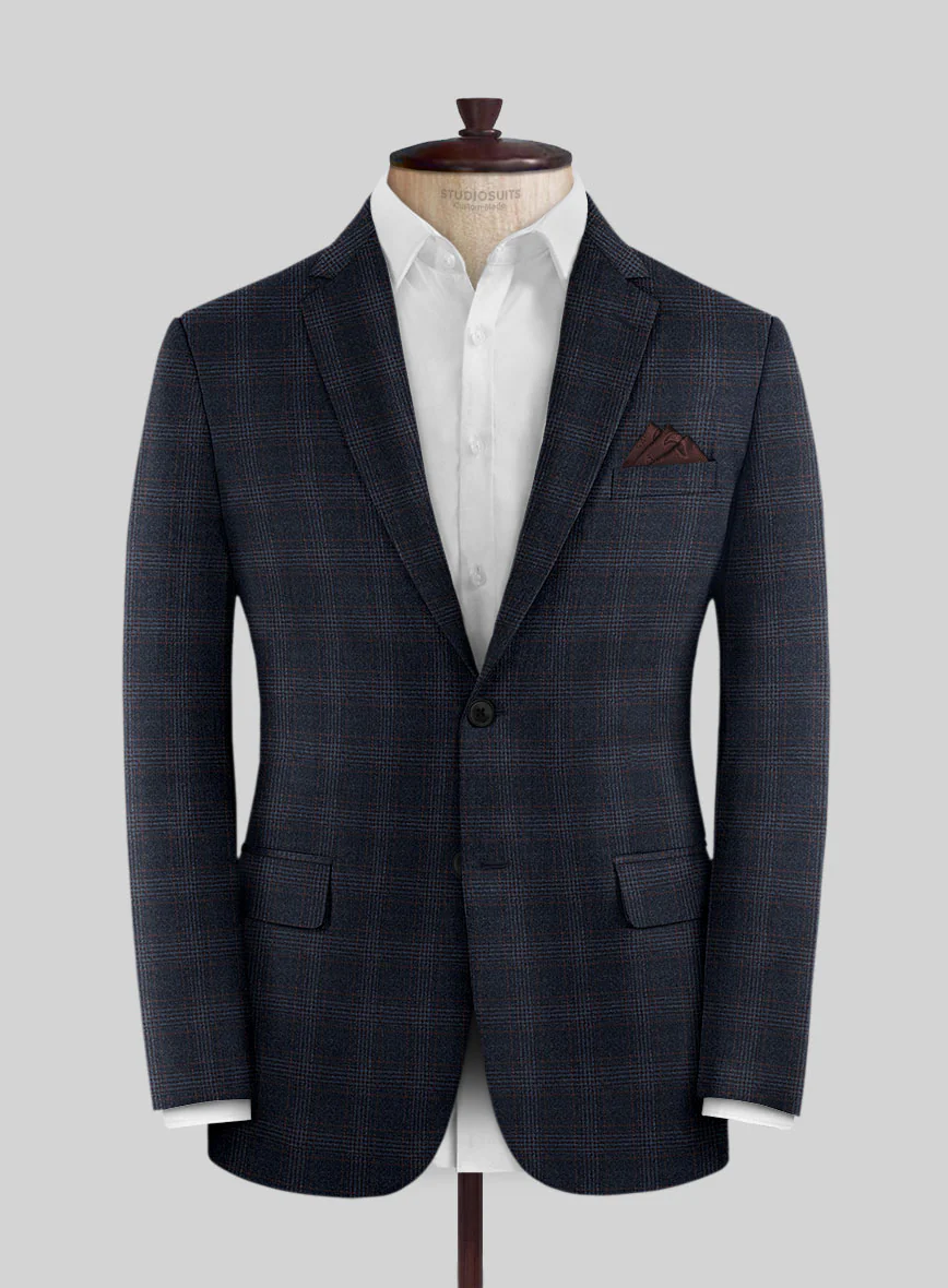 Italian Lark Blue Checks Flannel Jacket