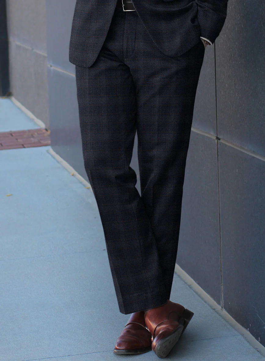 Italian Lark Blue Checks Flannel Pants - Image 2