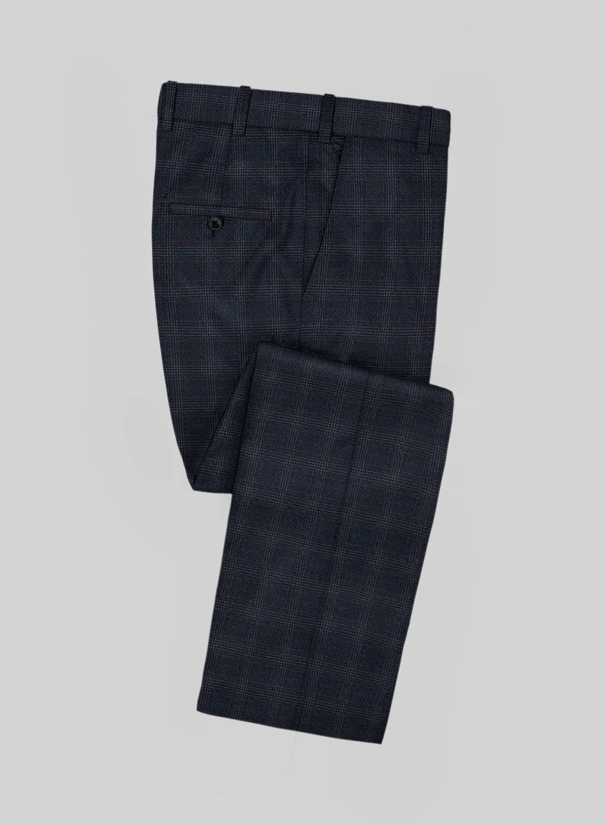 Italian Lark Blue Checks Flannel Suit - Image 6