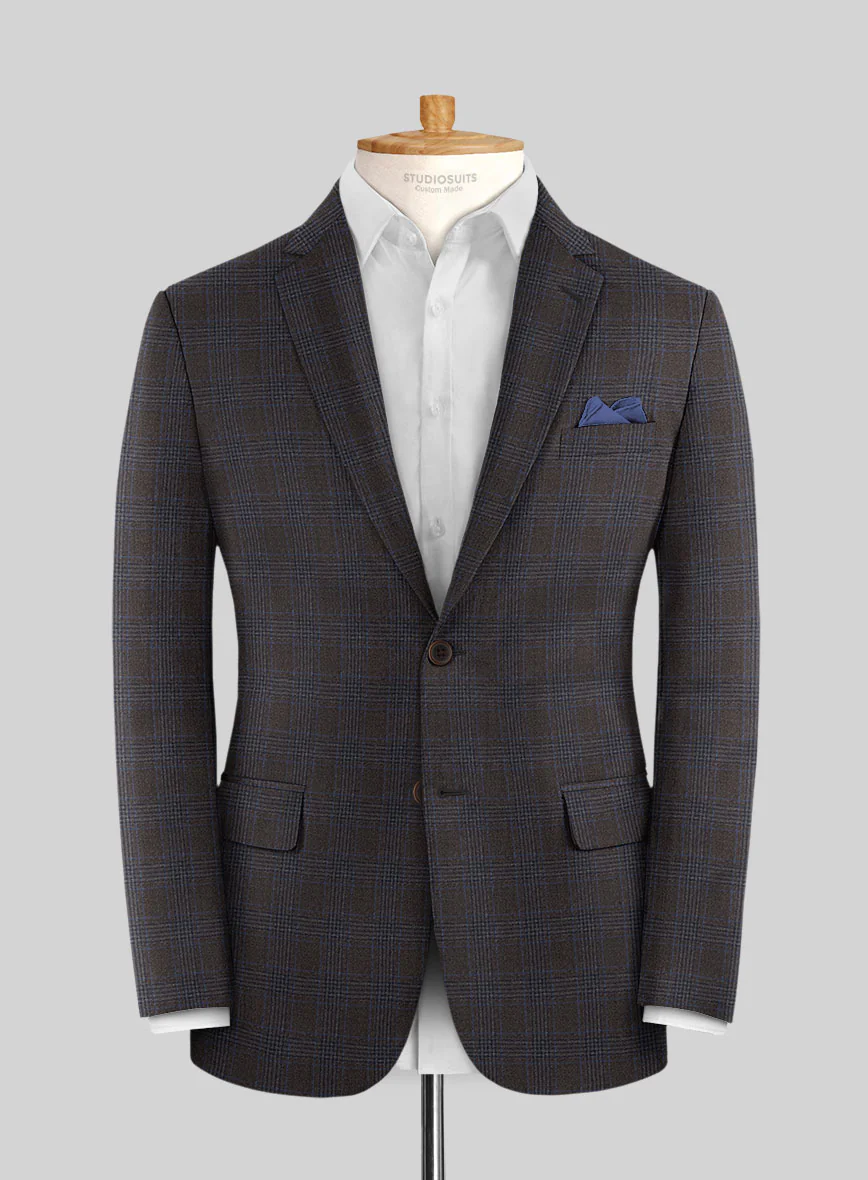 Italian Lark Brown Checks Flannel Suit - Image 3