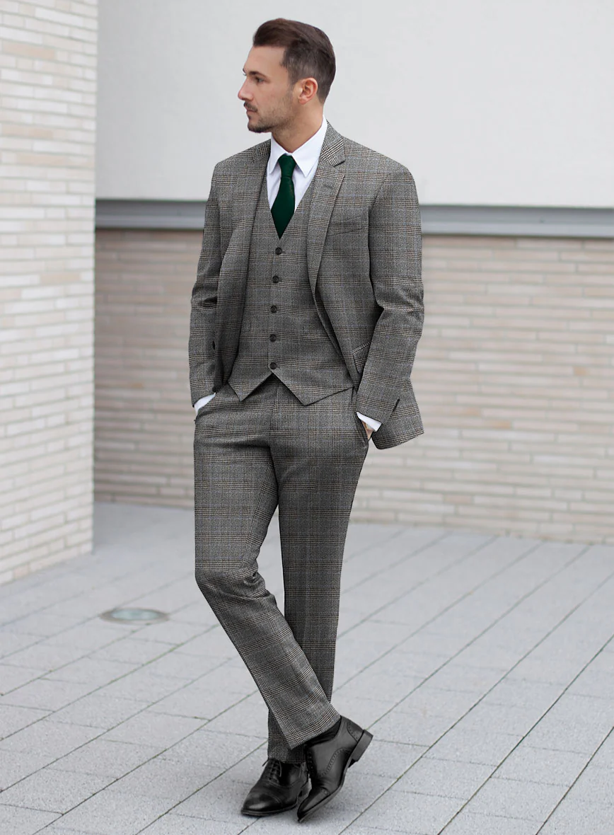 Italian Lark Gray Checks Flannel Suit - Image 2