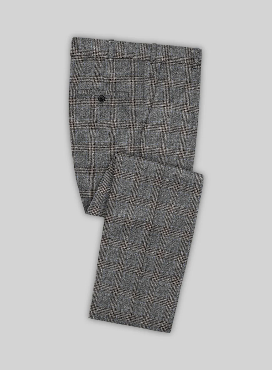 Italian Lark Gray Checks Flannel Suit - Image 5