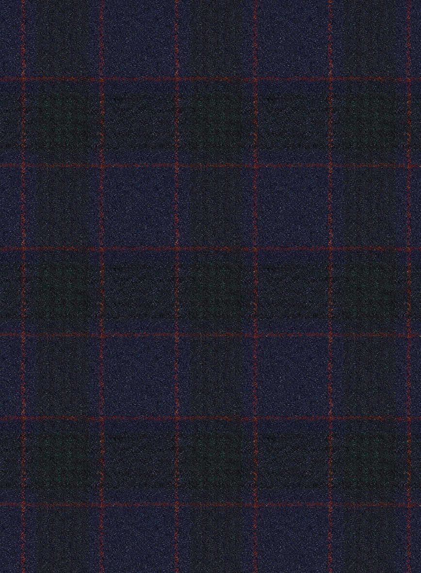 Italian Lark Indigo Blue Checks Flannel Pants - Image 3