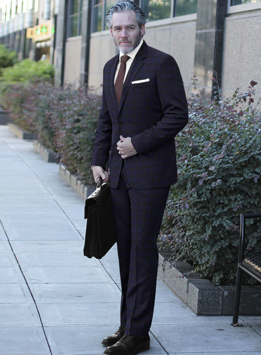 Italian Lark Indigo Blue Checks Flannel Suit - Image 2