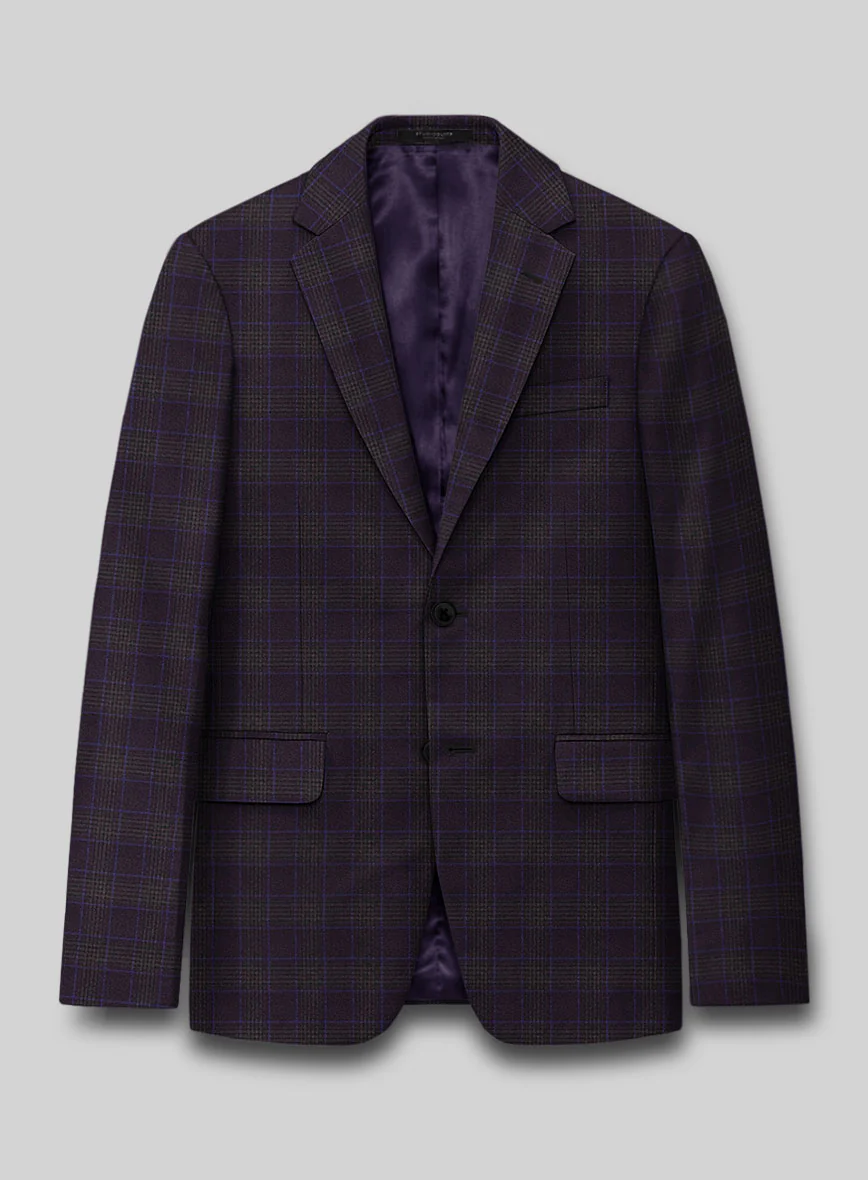Italian Lark Purple Checks Flannel Suit - Image 2