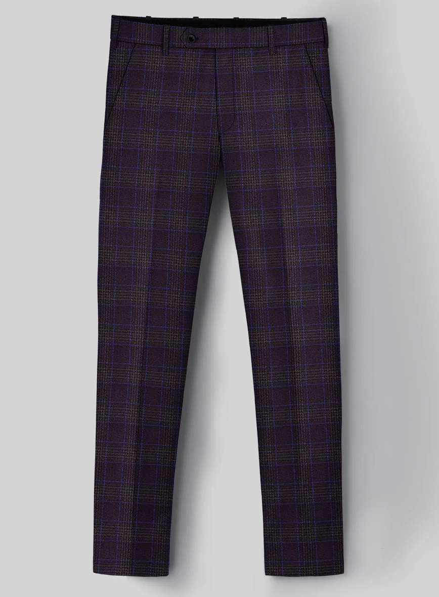 Italian Lark Purple Checks Flannel Suit - Image 4
