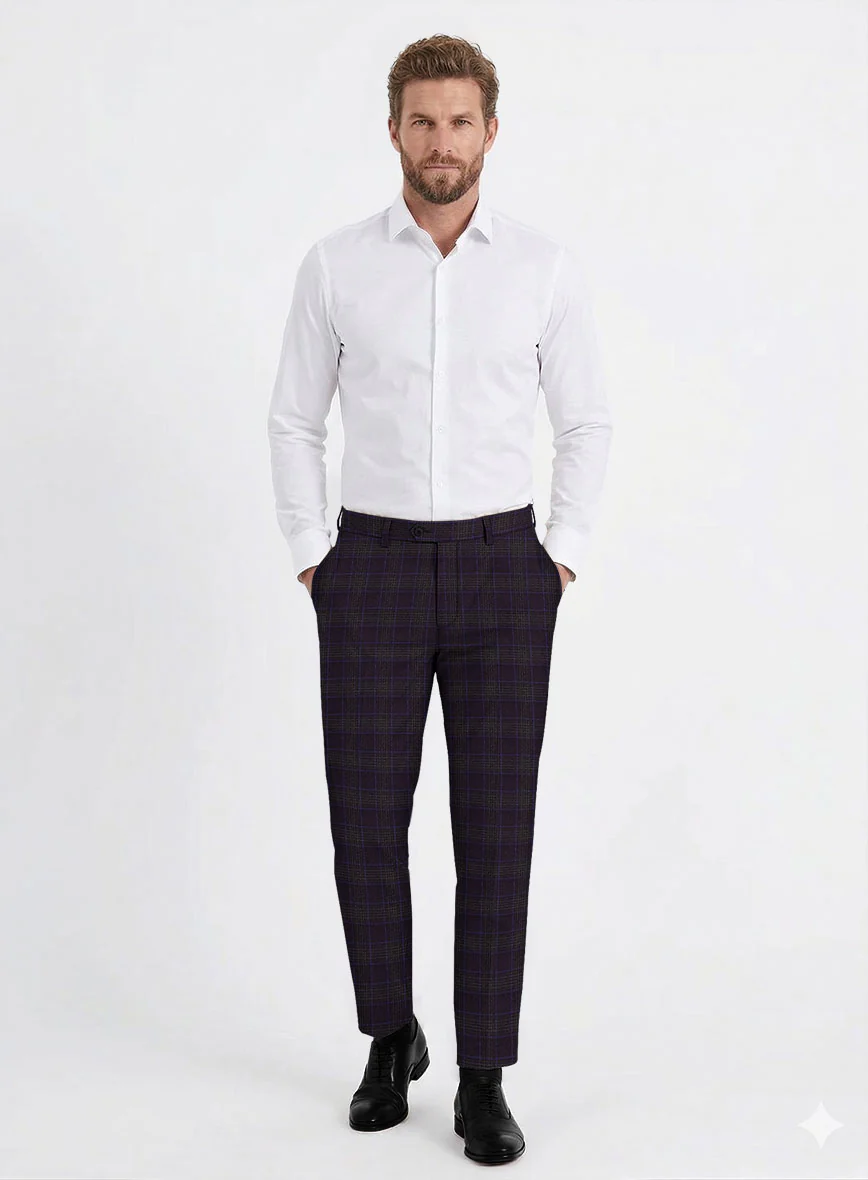 Italian Lark Purple Checks Flannel Suit - Image 6