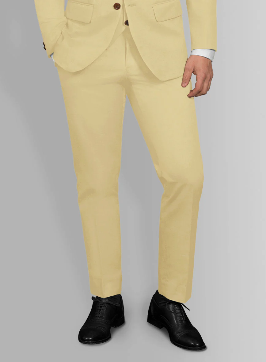 Italian Latte Beige Cotton Stretch Pants - Image 2