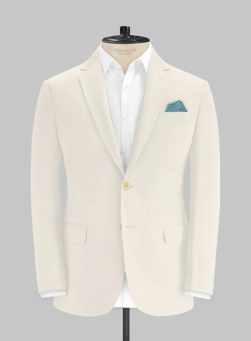 Italian Light Beige Cotton Stretch Suit - Image 3