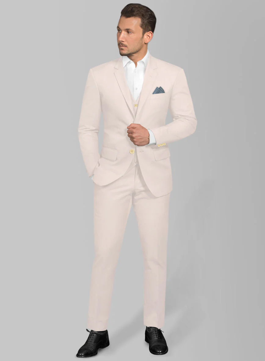 Italian Light Pink Cotton Stretch Suit - Image 2