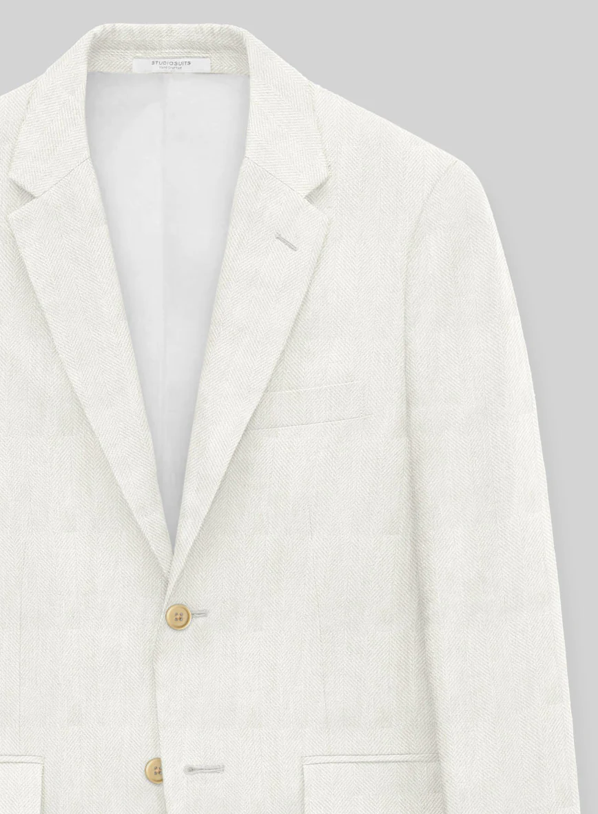 Italian Linen Avorio Herringbone Suit - Image 4