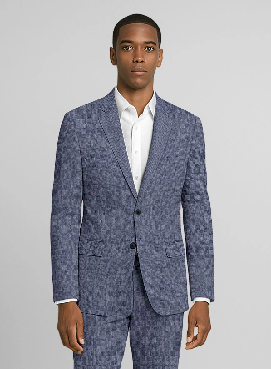 Italian Linen Azurio Herringbone Jacket - Image 2