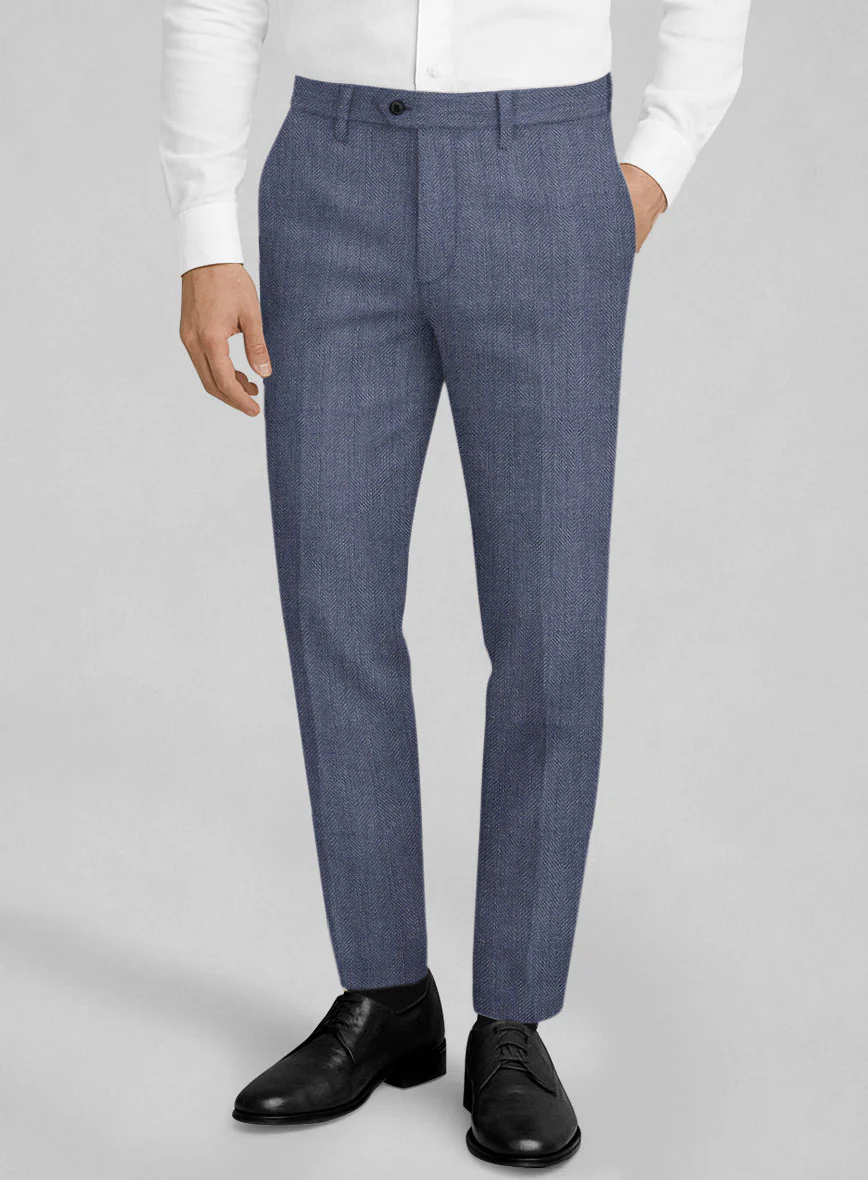 Italian Linen Azurio Herringbone Pants