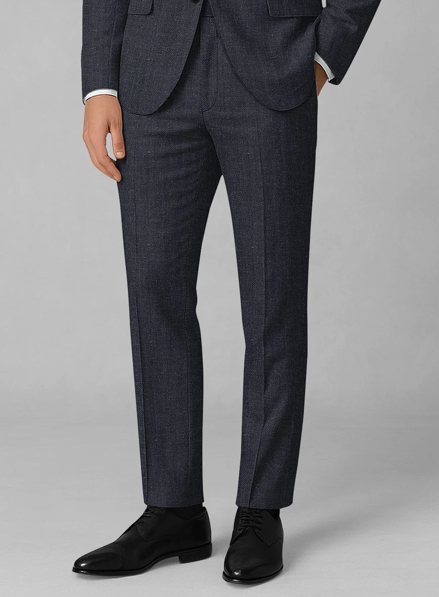 Italian Linen Blucratto Herringbone Pants