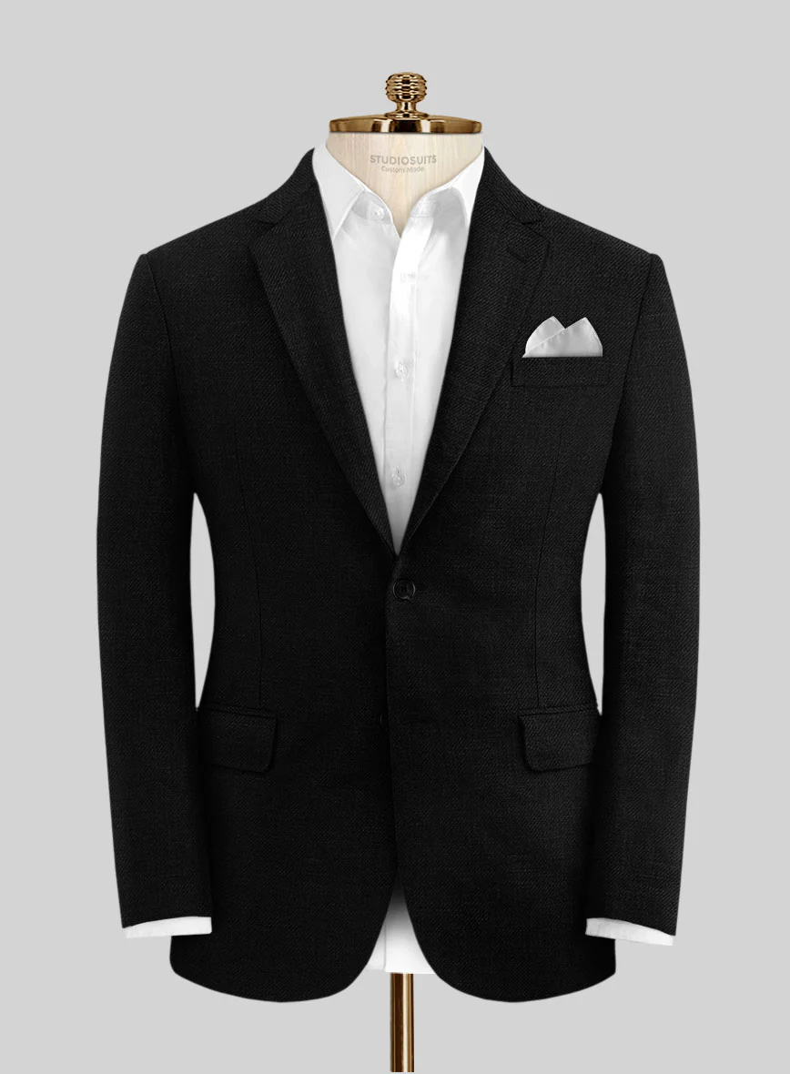 Italian Linen Cavalry Black Jacket