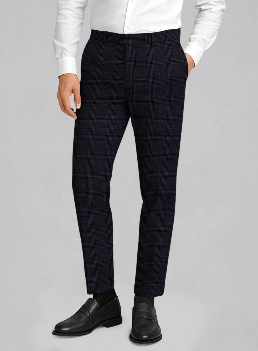 Italian Linen Dark Navy Glen Check Suit - Image 5