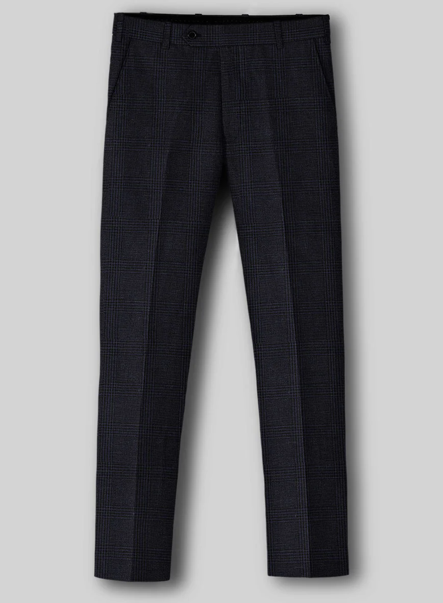 Italian Linen Dark Navy Glen Check Suit - Image 4