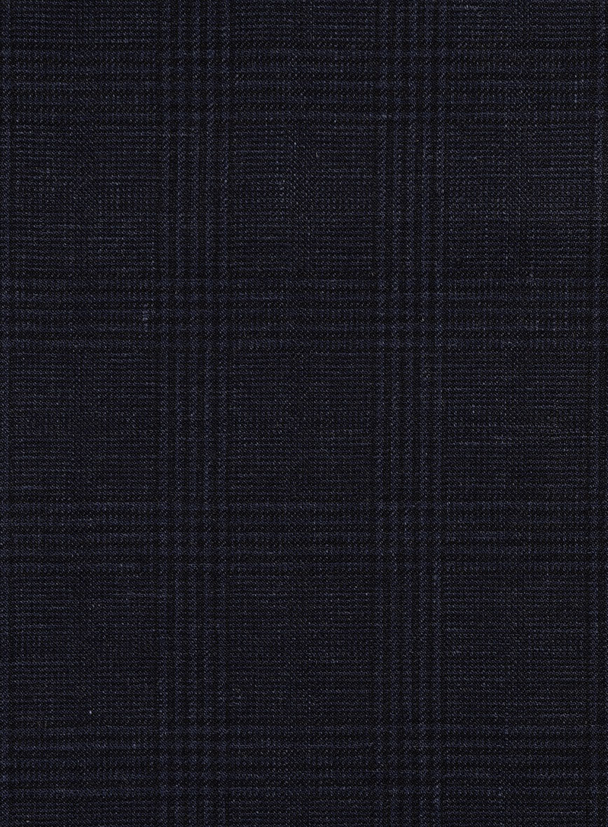 Italian Linen Dark Navy Glen Check Jacket - Image 3