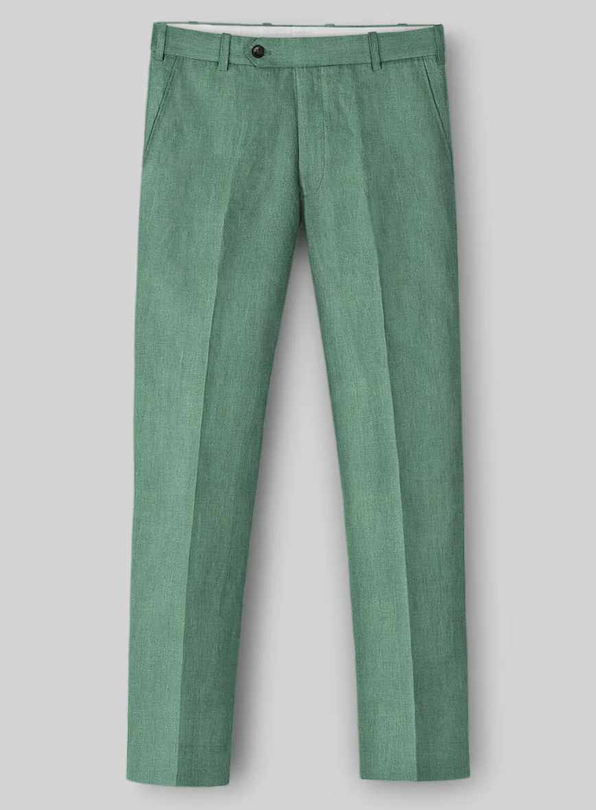 Italian Linen Fern Green Pants - Image 2